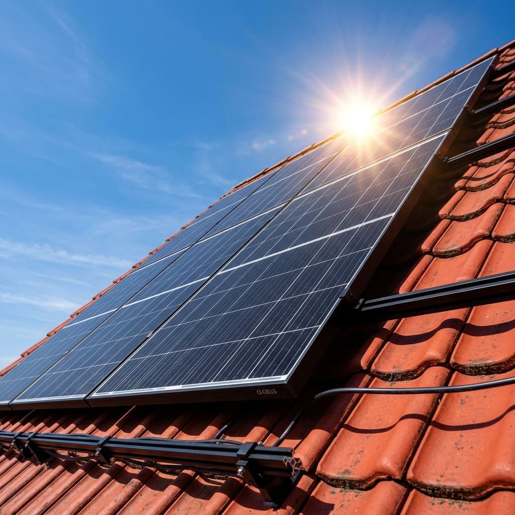 Beautiful premium solar panels on an Indian home roof